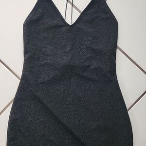 H&M Black Sparkle Strapless Slip Dress